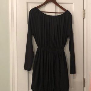Black long sleeve polyester mini dress